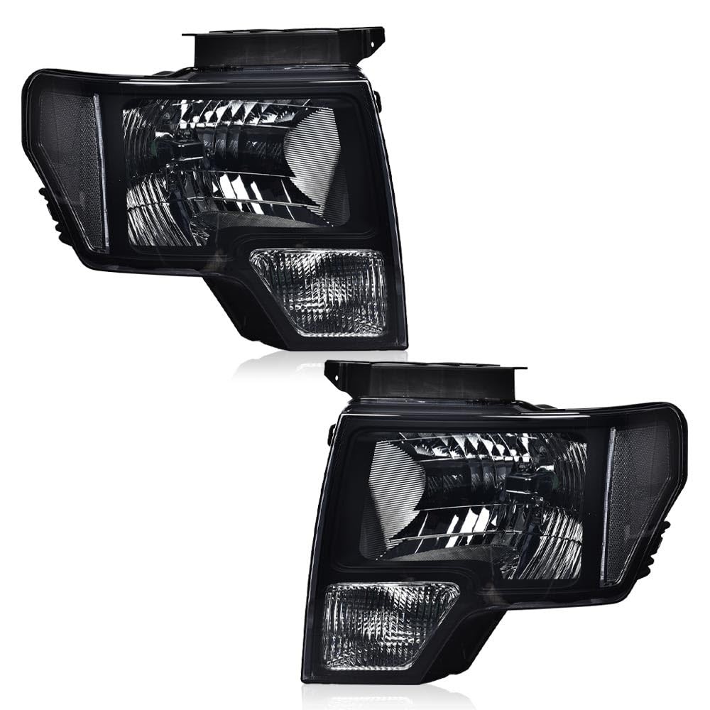 Headlights Smoky Lens Black Housing Clear Reflector 2009-2014 F150 DL3Z13008A
