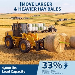 49″ Hay Spear Bale Spear Skid Steer Loader Tractor Attachment 3000lb Capacity