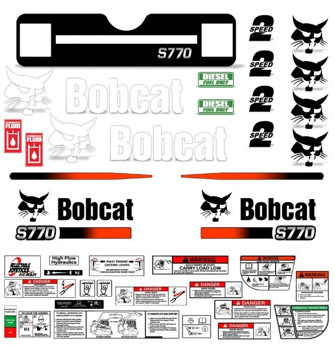 Decal Kit fits Bobcat S770 Skid Steer M-1 + Safety Stickers USA – FREE SHIPPING!