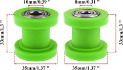 Green Chain Guide Roller 10mm 8mm for 125cc Pit Bike | Pulley Tensioner 140cc 16