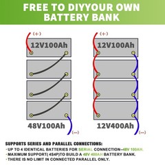 100Ah 12V LiFePO4 Lithium Battery 100Ah 1280Wh BMS 8000+ Cycles For Solar Marine