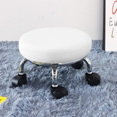 Modern Roller Seat PU Leather Low Round Rolling Stool 360° Swivel Small Stool…