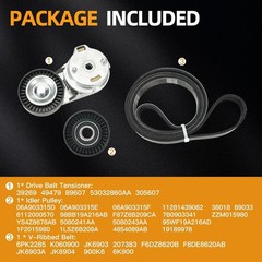 Engine Serpentine Belt Tensioner Idler Pulley Drive Kit Compatible with Jeep Wra