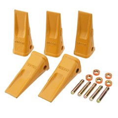 5Pack 1U3202 Bucket Teeth with Pins 8E6208 Retainers 8E6209 for J200 Series