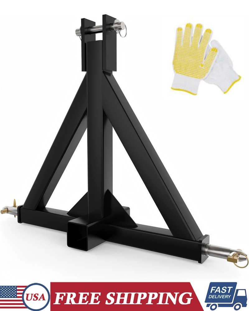 3 Point Trailer Hitch with Gloves for Cat 1 Tractor Quick Hitch Drawbar Adapter