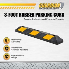Guardian Parking Stop, 3ft Rubber Curb w/Mounting Holes, Black/Yellow (Used)
