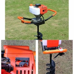 72CC/52CC Post Hole Digger Gas Powered Earth Auger Borer Ground w/ 4″ 6″ 8″ Bits