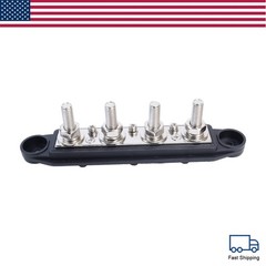 New Red & Black 5/16″ 4 Stud Power Distribution Block -BUSBAR- With Cover