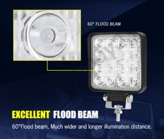 10PCS 180W FLOOD LED Work Lights 12V Boat Camping Square 4inch Bar for 4X4 UTV