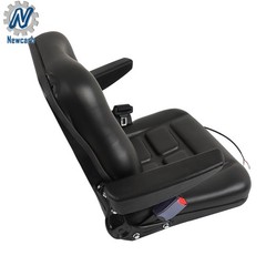 Black Forklift Seat PVC Tractor Seat W/ Armrests Seat Belt Seat Switch Universal