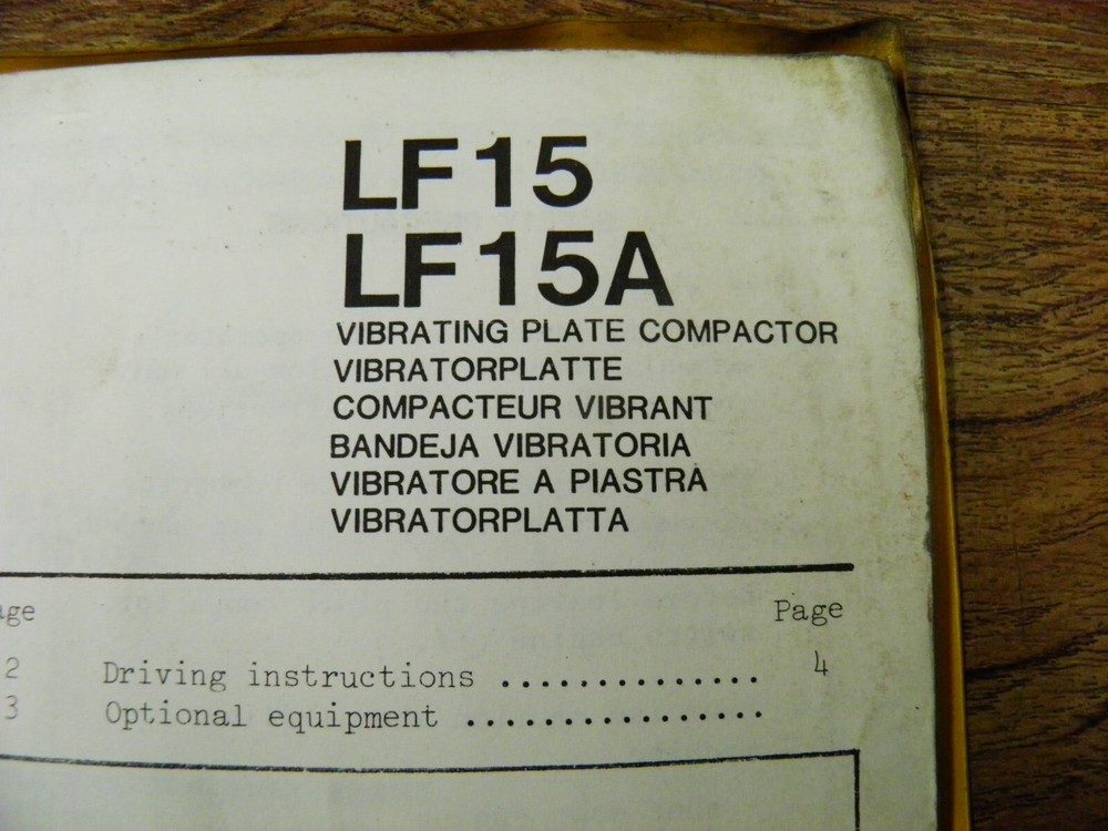 DYNAPAC LF15 LF15A VIBRATORY PLATE COMPACTOR INSTRUCTION ,PARTS MANUAL