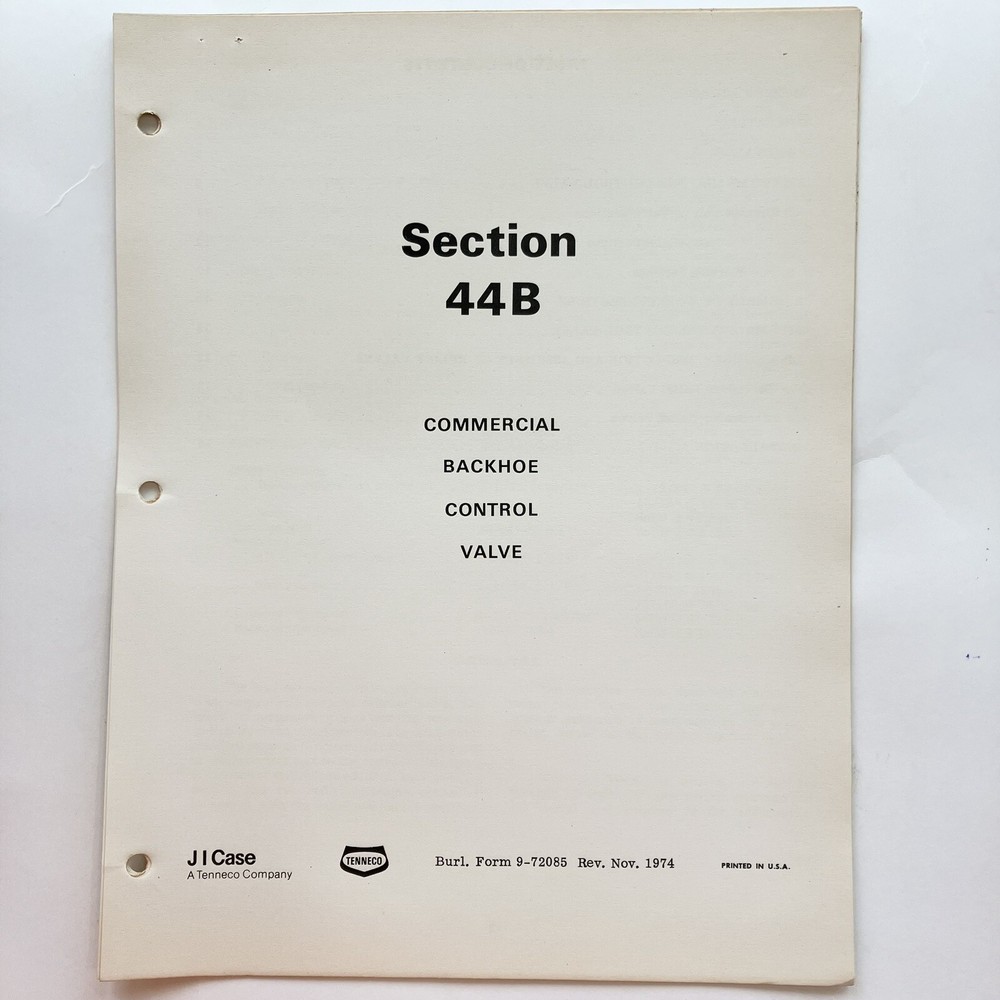 JI Case D50560 Commercial Backhoe Control Valve Manual 1974 Vintage Original OEM