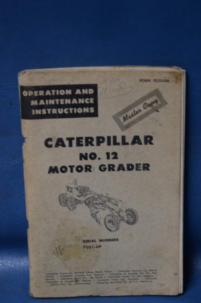 Caterpillar 12 Motor Grader Operator Instruction Manual Book Guide Maintenance