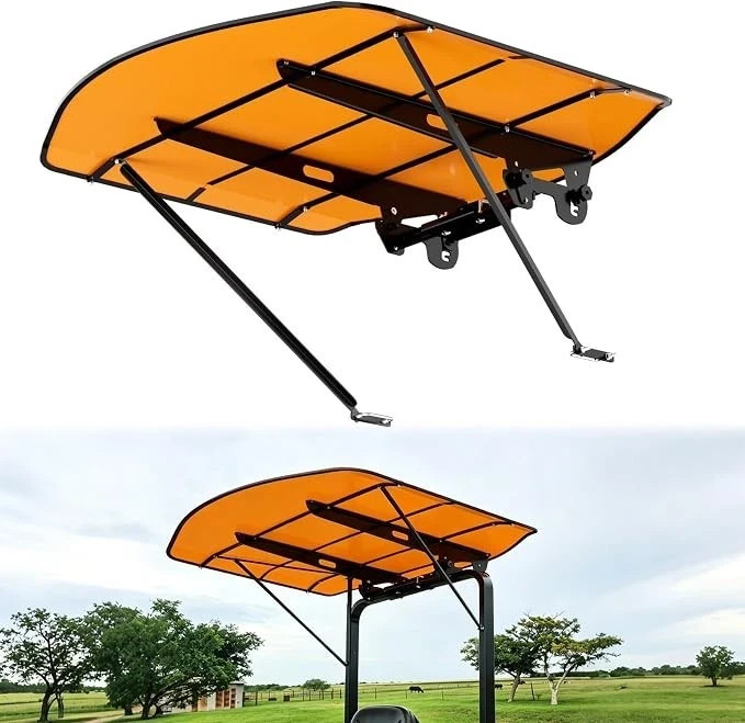 Tractor ROPS Canopy Sun Shade Roof Fits 2×2 & 2×3 ROPS 53.7″x53.3″ Black & Orang