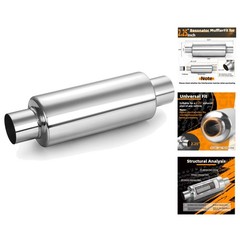 2.25″ Inlet Exhaust Resonator, 2.25″ Inlet 2.5″ Outlet 13.8″ Overall Length Muf