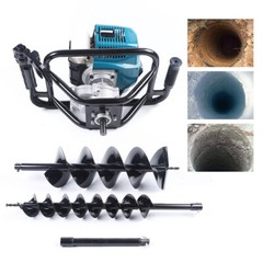 52cc Gas Powered Earth Auger Power Engine Post Hole Digger and Drill Bit Ground