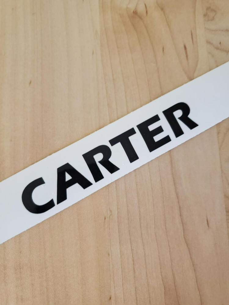 CARTER Last name decal sticker vinyl (2) PAIR Gloss BLACK 10″ FAST USA