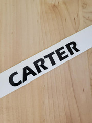CARTER Last name decal sticker vinyl (2) PAIR Gloss BLACK 10″ FAST USA