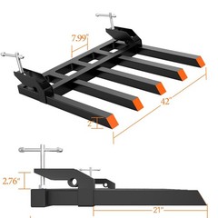 5 Fork Clamp On Debris Forks to 48 in Bucket,2500 LBS Heavy Duty Pallet Forks