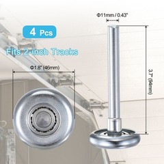 4pcs 1.8″ Zinc-Plated Steel Garage Door Rollers 3.7″ Long Stem Silver