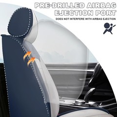 5 Waterproof Leather Seat Covers for MDX 2001-2026 Blue&White Full Set