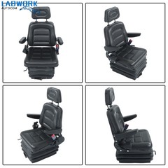 Suspension Adjustable Forklift & Tractor Seat Backrest Armrest Safety Belt