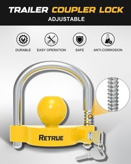 RETRUE Universal Coupler Lock Trailer Locks Ball Hitch 1 Pack, Bright Yellow