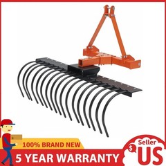 50″ 3 Point Landscape Rack for Category-0 Cat-1 Tractor, Steel Tractor Rake Lawn