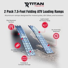 Titan Ramps 2PK 7.5’ Folding ATV Loading Ramps Arched Aluminum Design(Open Box)