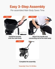 Walk Behind Push Broadcast Spreader 60LBS Capacity 0-9.8ft Spreading Width