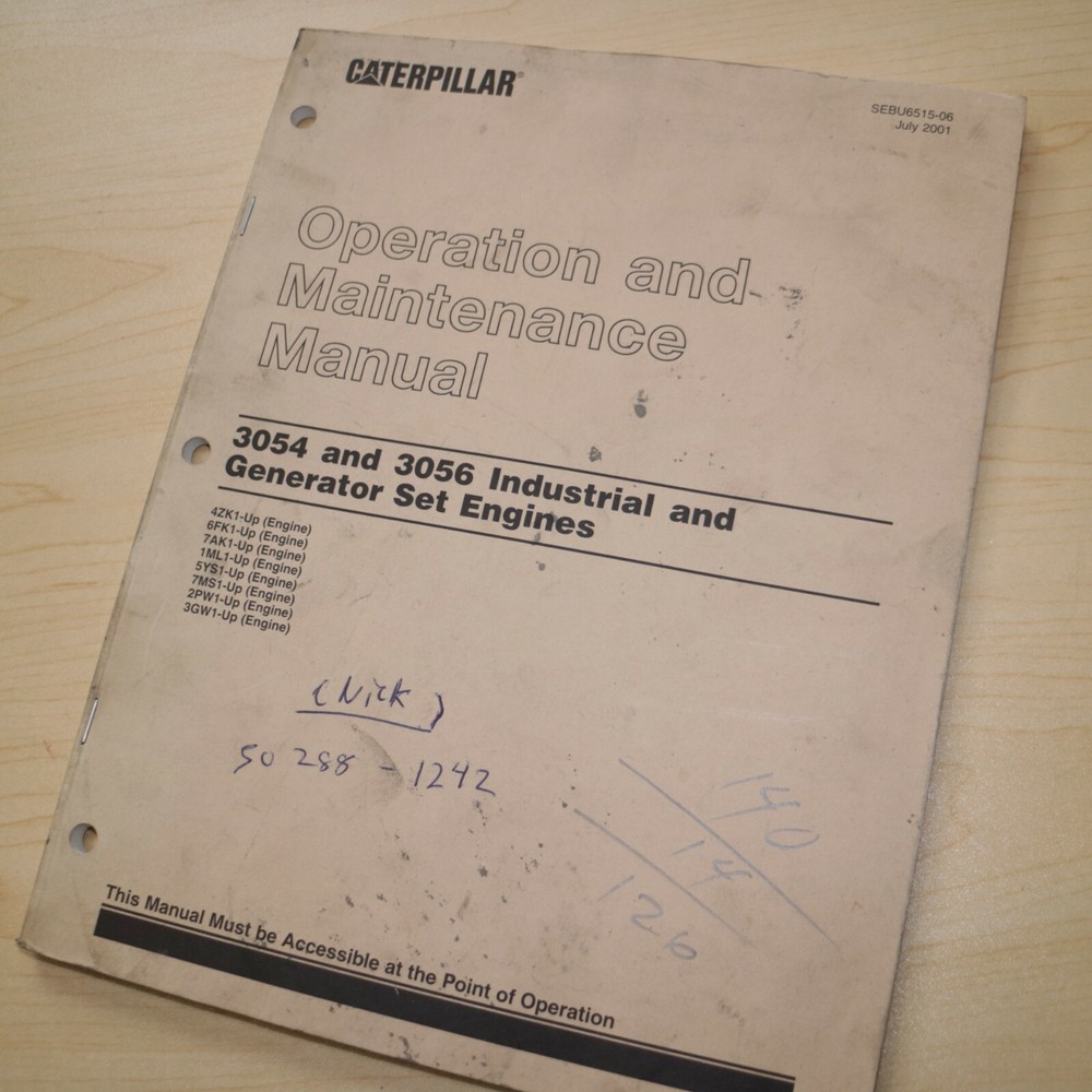 CAT Caterpillar 3054 3056 Engine Operation Operator Maintenance Manual generator