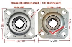 Flanged Disc Bearing Unit 1-1/8″ Square Bore for Disc Harrow, Replaces ST208-1.1