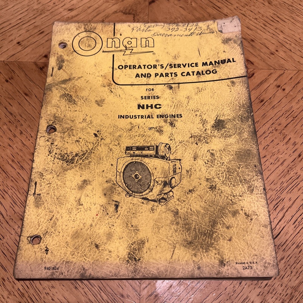 Onan NHC Series Engines Operator’s/ Service Manual and parts catalog 940-404