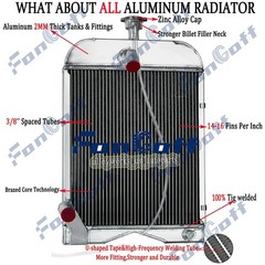 For Ford 2N 8N 9N Models Tractors Aluminum 3 Row Radiator 8N8005,86551430 ALLOY