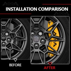 Yellow Black Logo Aluminum Brake Caliper Covers Front Rear 2024-2026 Mustang GT