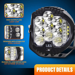 2X 5″ LED Work Light Bar Spot Fog Pod Amber/W Fit Jeep Wrangler JK TJ CJ Offroad
