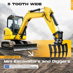 Rake Attachment Tools For Mini Excavator 1-1.5 Ton Excavator Digger Heavy-duty