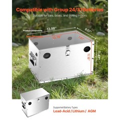 Battery Box Group 24/31 Stainless Steel Shell for Cars & Trolling Motors