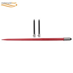 Hay Spear Attachment 49″ 3000 Lbs Capacity Red Bale Fork W/ 2 Stabilizer Spears