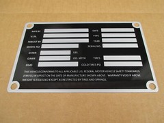 LARGE TRAILER ID DATA PLATE NUMBER TAG NAMEPLATE W / MOUNTING HARDWARE