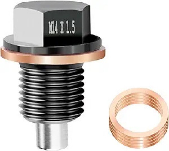 Magnetic Oil Drain Plug M14x1.5 with 5 Gaskets, Aluminum Oil Pa Color: M14x1.5