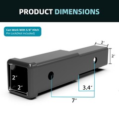 Trailer Hitch Extender for 2 Inch Receiver, 7 Inch Extension Length, 3500 lbs…
