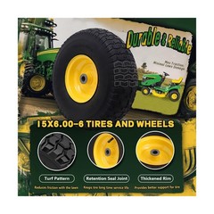 15×6.00-6 Tire and Wheel Assembly (2 Pack),Replacement Riding Lawn Mower Fron…