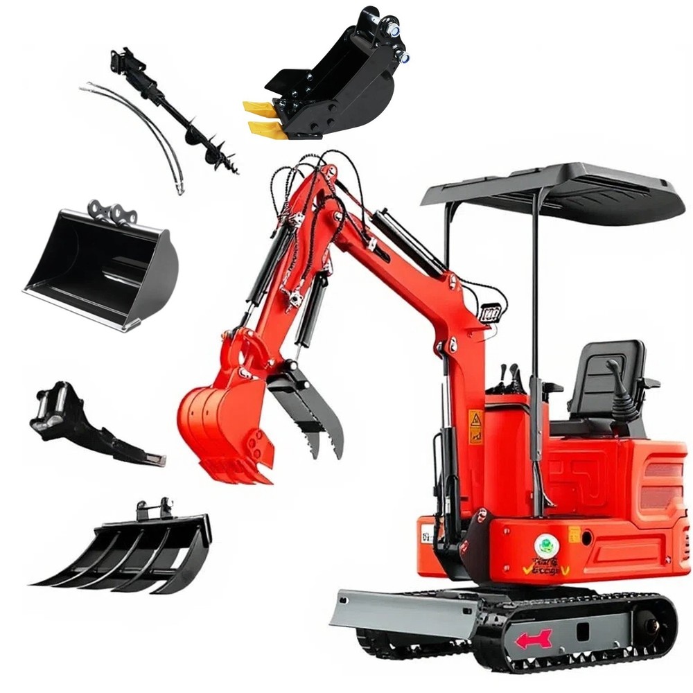 1.4Ton Mini Excavator KUBOTA Diesel Engine with Auger Drill Tracked Diggers USA