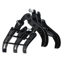 Black Steel Grapple for Mini Excavator 0.8-1.8T Powder Coated Surface