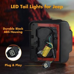 LED Tail Lights for 2007-2018 Jeep Wrangler JK JKU Tunnel Shaped Light Rear Lamp