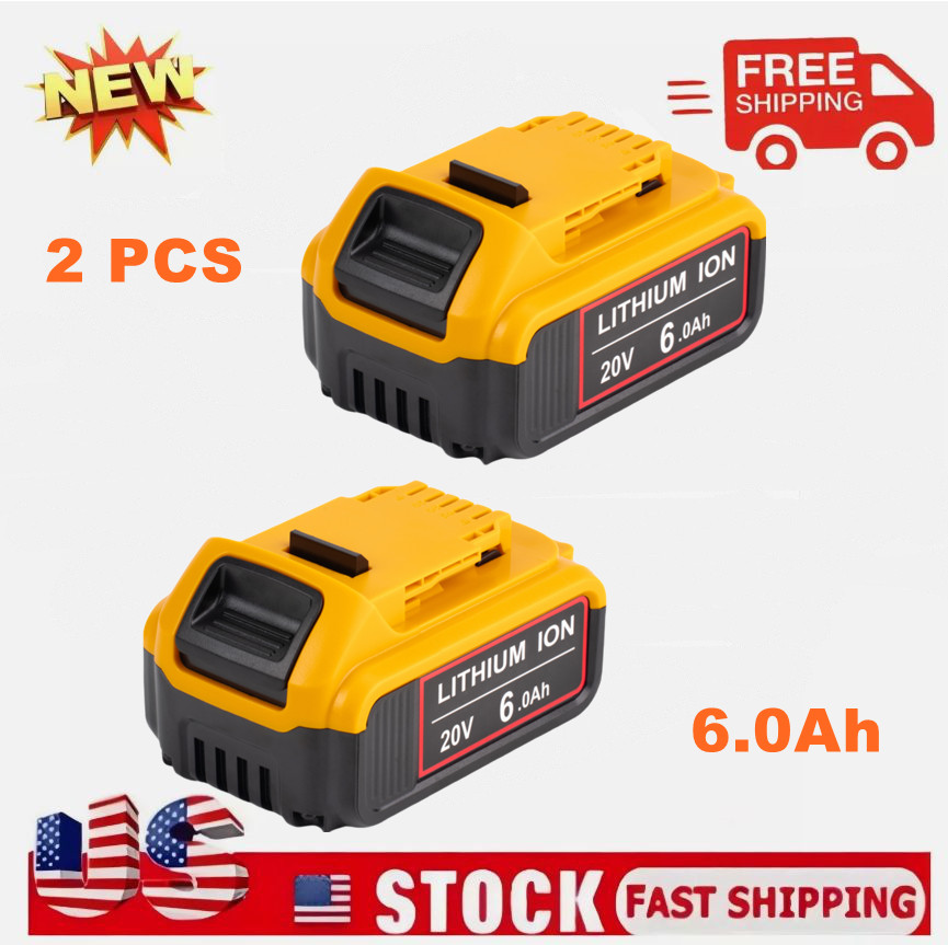 2 Packs 20V 20 Volt Max XR 6.0AH Lithium Ion Battery For DeWalt DCB204 DCB205