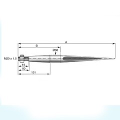 S.77000 Bale Spear – Straight. To fit as: KK221150 Fits ALO Quicke