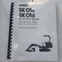 KOBELCO SK013, SK015 Excavator Operator’s Manual #s2pn0001e 1994