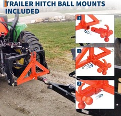 3 Point Hitch Receiver – 2″ Receiver & Towing Ball Mount for Implements Hauling